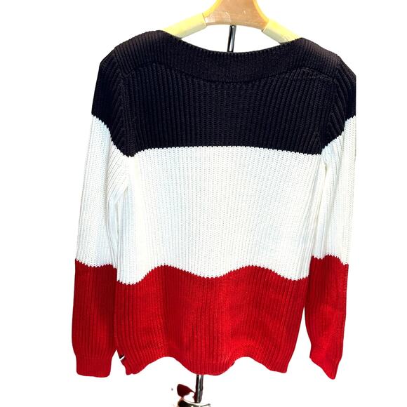 Women's Long Sleeve Tommy Hilfiger Sweater Boat Neck Red White Blue, Size S, EUC - Picture 2 of 4